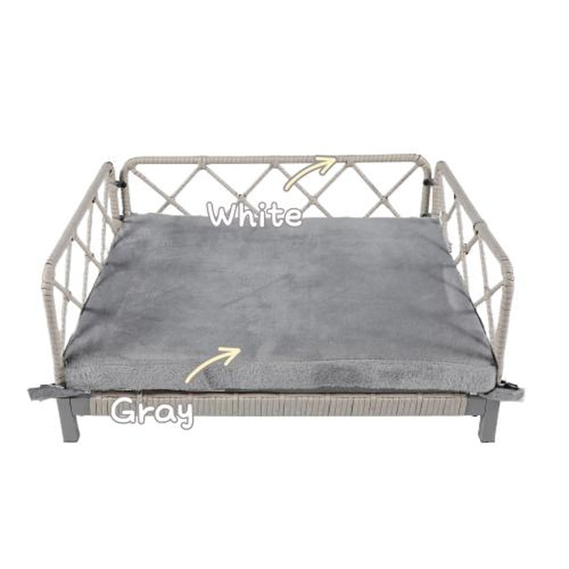 【Bellemave】Wicker Pet Bed Rattan Dog Sofa Bed Outdoor Indoor Water Resistant