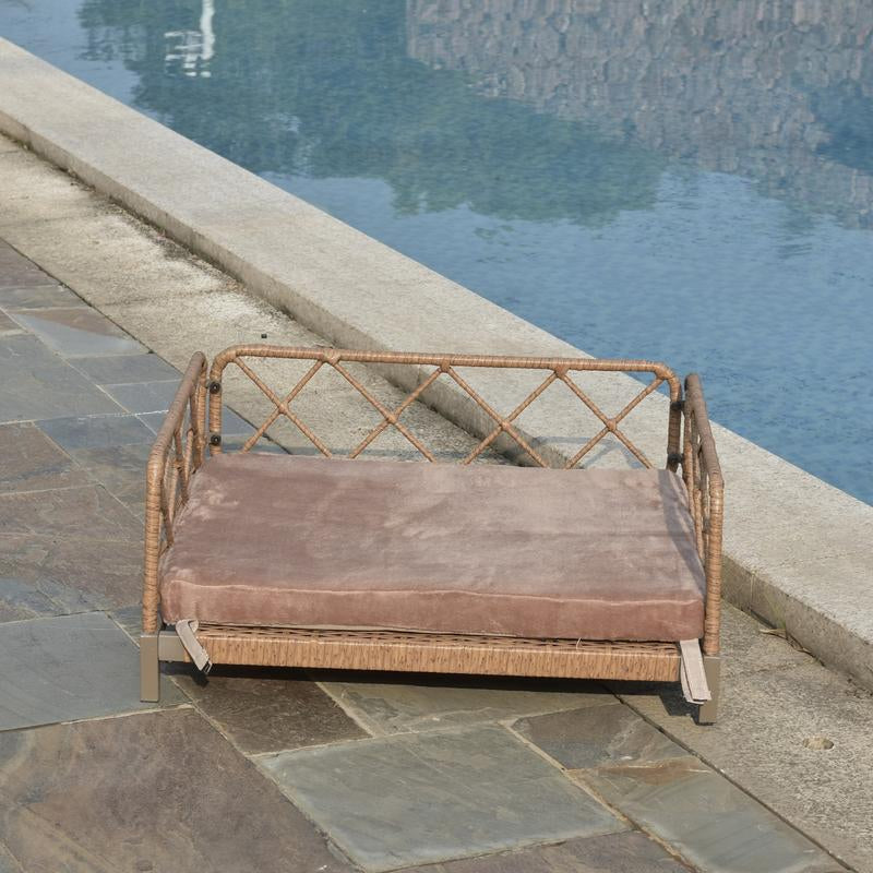 【Bellemave】Wicker Pet Bed Rattan Dog Sofa Bed Outdoor Indoor Water Resistant