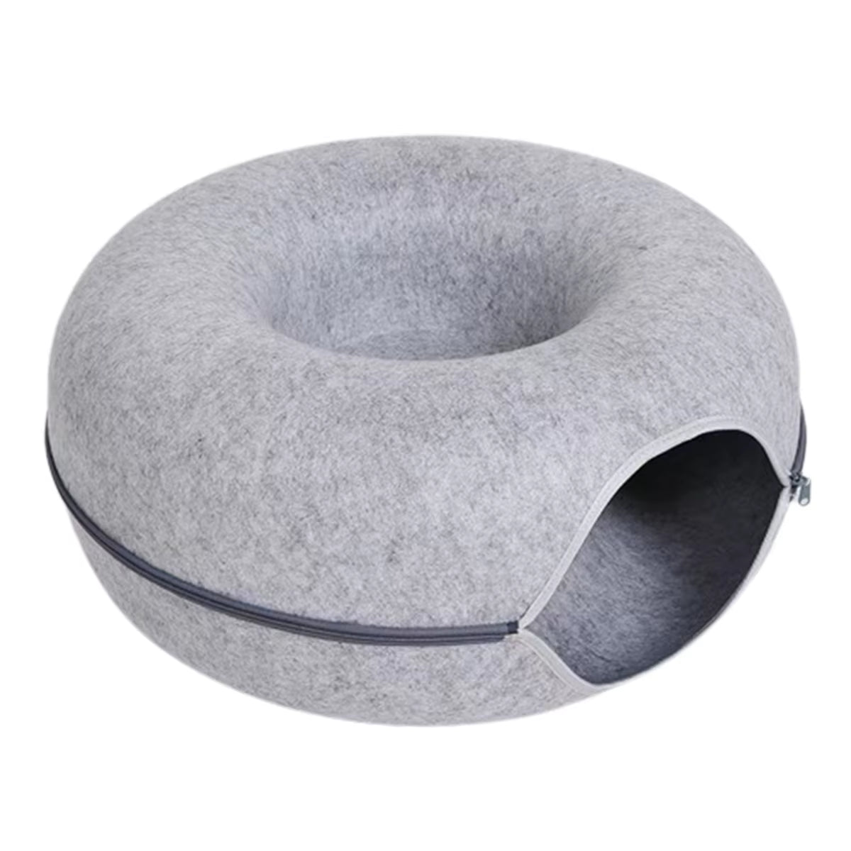 Felt Donut Bed for Cats House with Breather Hole Dog Bed Interactive Play Toys for Cats to Hide 2 in 1 Tunnel for Cats Bed