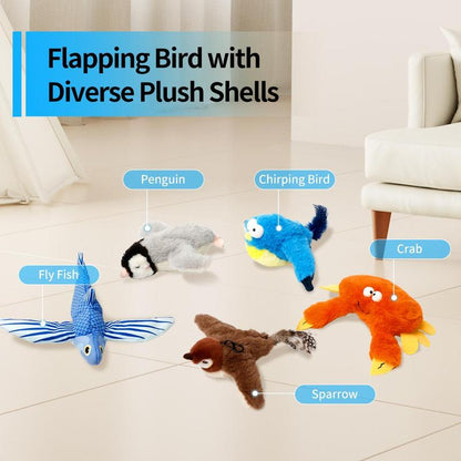 Electric Bird Design Cat Teaser Toy, Rechargeable Lifelike Flapping Bird with Plush Cover, Interactive Cat Toy, Pet Supplies for Indoor and Outdoor Playing