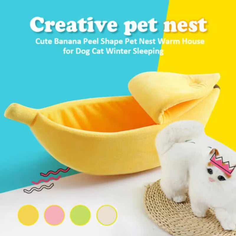 Banana Cat Nest Fun Cute Winter Cozy Warm Durable Personality Creative Dog House Suitable for Chinchillas Squirrel Pet Nest