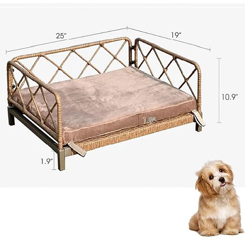 【Bellemave】Wicker Pet Bed Rattan Dog Sofa Bed Outdoor Indoor Water Resistant