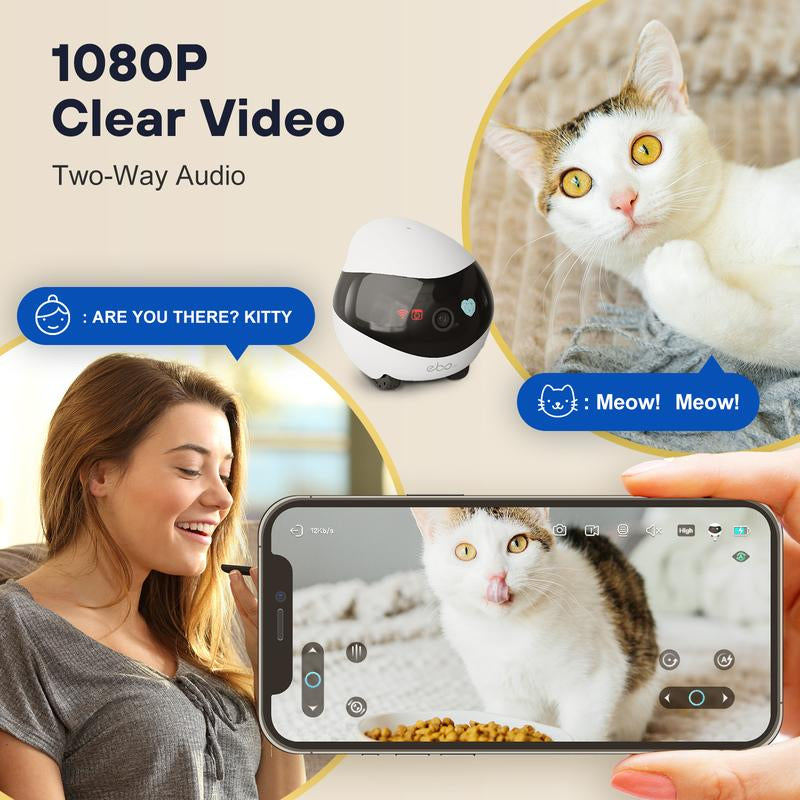 Enabot Ebo SE Pet Camera Home Security Camera, Movable Indoor Wifi Cam, 2 Way Talk, Night Vision,1080P Video, Self Charging Rechargeable Wireless Camera for Pet/Baby/Elderly