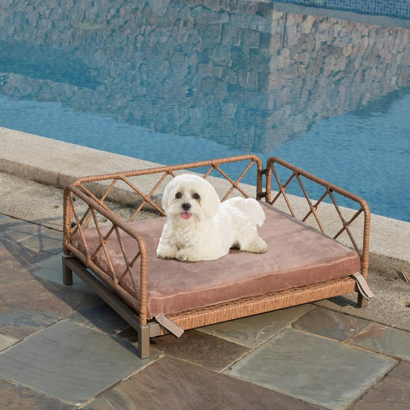 【Bellemave】Wicker Pet Bed Rattan Dog Sofa Bed Outdoor Indoor Water Resistant