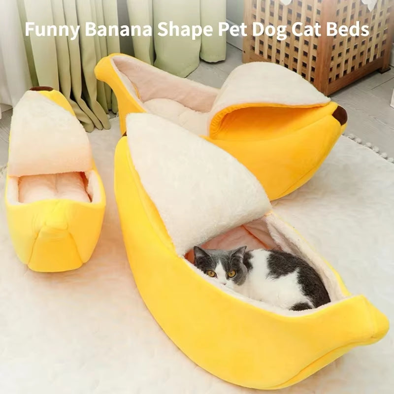 Banana Cat Nest Fun Cute Winter Cozy Warm Durable Personality Creative Dog House Suitable for Chinchillas Squirrel Pet Nest