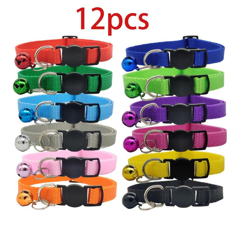 Colorful Breakaway Pet Collars, 12Pcs/Set Safety Buckle Puppy Collars Kitten Collar, Mixed Colors Nylon Pet Collars, Pet Stuff