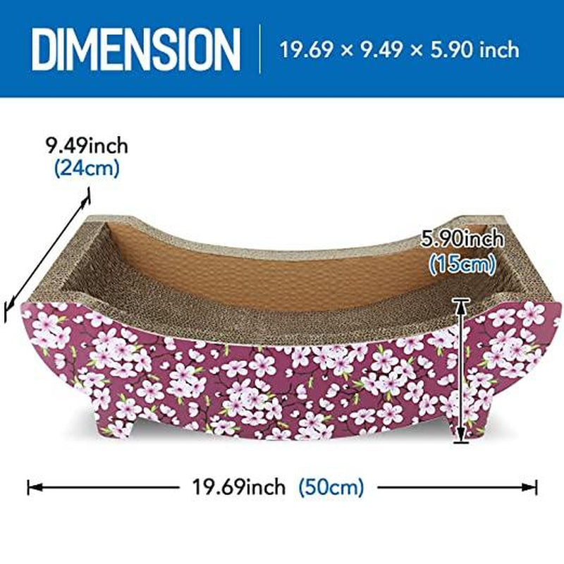 Scratchme Cat Scratching Post Lounge Bed,Boat Shape Cat Scratcher,Durable Recycle Board Pads