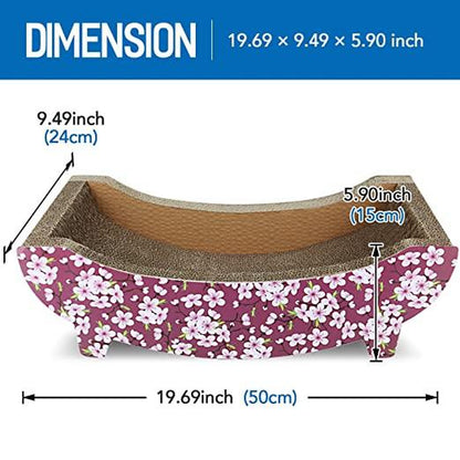 Scratchme Cat Scratching Post Lounge Bed,Boat Shape Cat Scratcher,Durable Recycle Board Pads