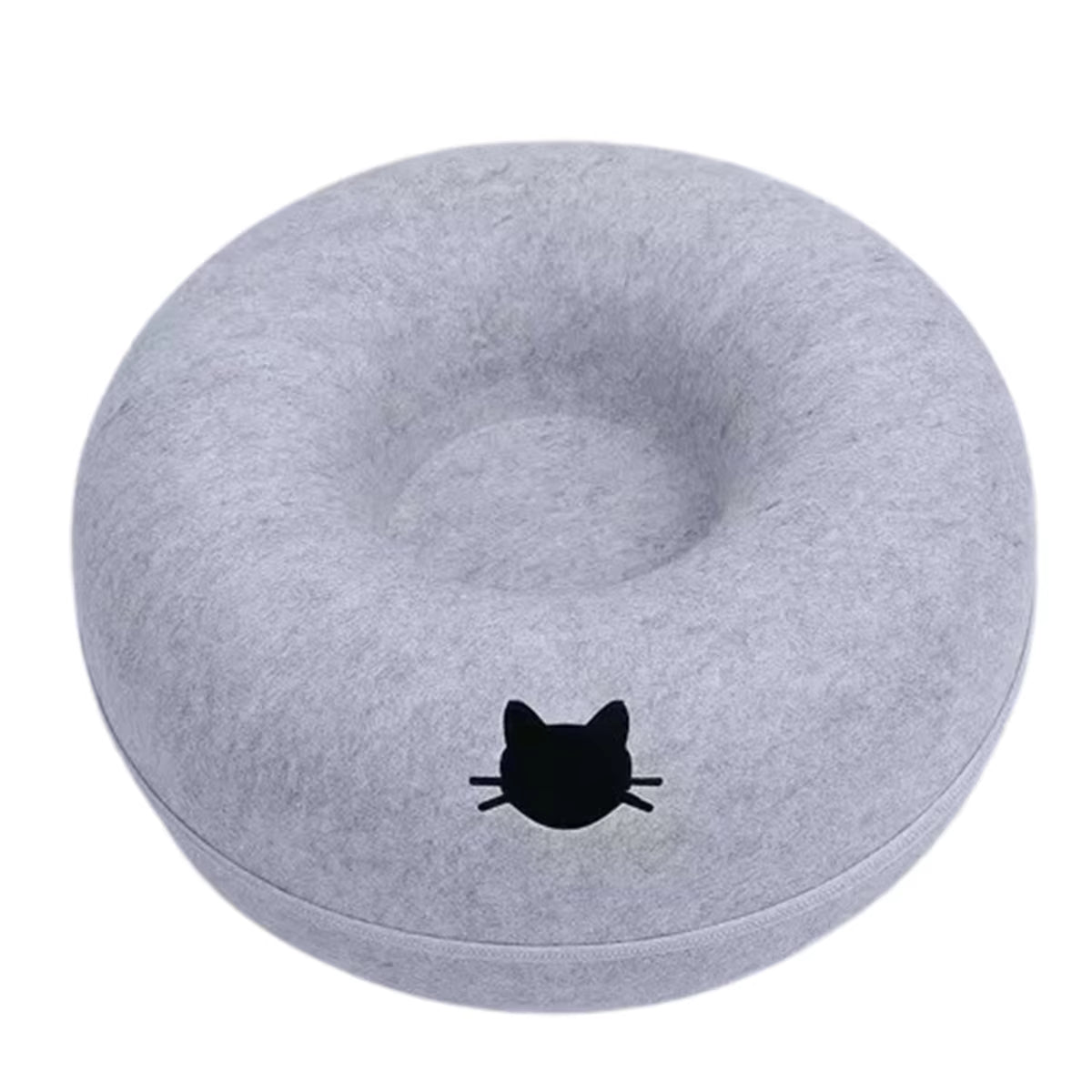 Felt Donut Bed for Cats House with Breather Hole Dog Bed Interactive Play Toys for Cats to Hide 2 in 1 Tunnel for Cats Bed