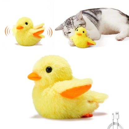 Cat Toys Flapping Quacking Duck Electric Bird Rechargeable with Catnip Touch Activated Plush Toy Kitten Toy Interactive Toys